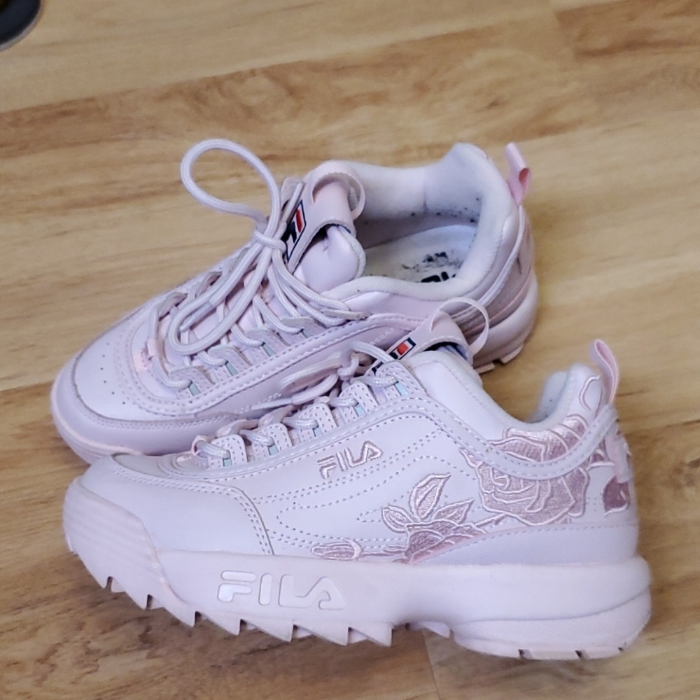 Pink Floral Fila Sneakers